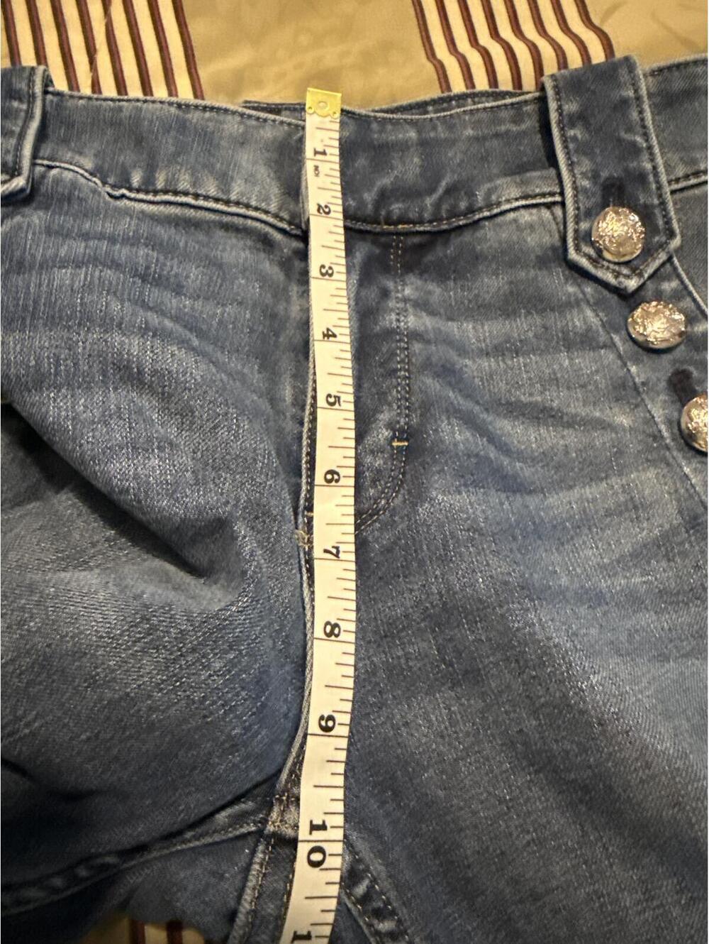 White House Black Market Straight Leg Embellished Button Jeans Blue Size 2 - Picture 7 of 8